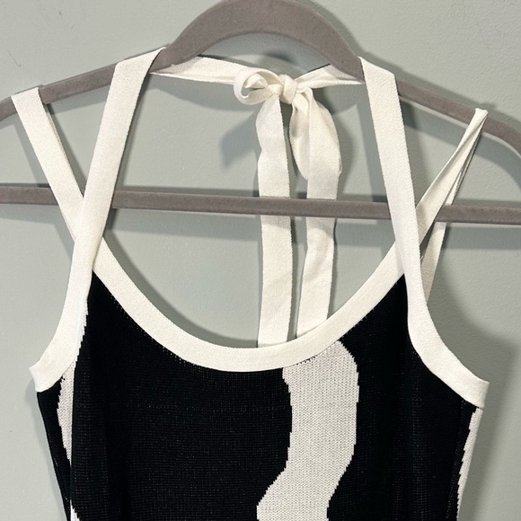 Women’s SHEIN Black & White Maxi Tie Neck Bodycon Dress L - Picture 3 of 15